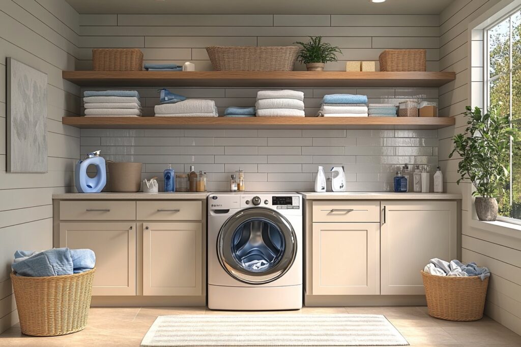 Innover dans sa buanderie avec des accessoires, mobiliers et rangements astucieux